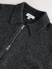 Charcoal Grey Cosy Knitted Zip Through Jacket - Image 6 of 8