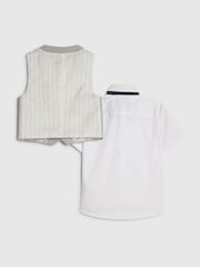 River Island Grey Tailored Waistcoat Shirt & Bow Tie Set 3 Piece - Image 2 of 5