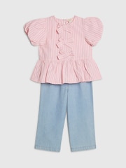 River Island Pink Seersucker Top & Jeans Set - Image 3 of 5