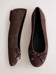 Chocolate Brown Forever Comfort®  Leather Lined Round Toe Ballet Flats - Image 1 of 6
