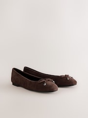 Chocolate Brown Forever Comfort®  Leather Lined Round Toe Ballet Flats - Image 2 of 6
