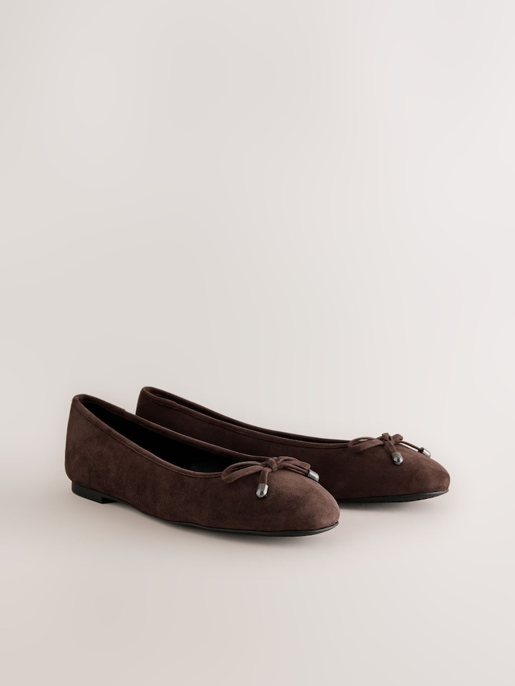 Chocolate Brown Forever Comfort® Leather Lined Round Toe Ballet Flats - Image 2 of 6 Chocolate Brown Forever Comfort® Leather Lined Round Toe Ballet Flats - Image 2 of 6