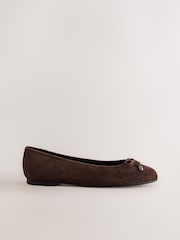 Chocolate Brown Forever Comfort®  Leather Lined Round Toe Ballet Flats - Image 3 of 6