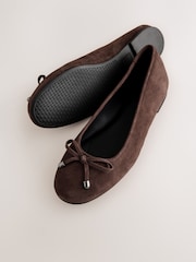 Chocolate Brown Forever Comfort®  Leather Lined Round Toe Ballet Flats - Image 4 of 6