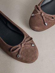 Chocolate Brown Forever Comfort®  Leather Lined Round Toe Ballet Flats - Image 7 of 9
