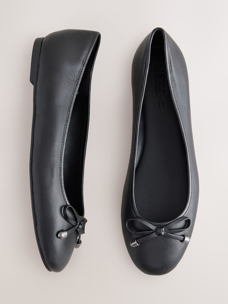 Black Forever Comfort® Leather Lined Round Toe Ballet Flats - Image 1 of 6 Black Forever Comfort® Leather Lined Round Toe Ballet Flats - Image 1 of 6