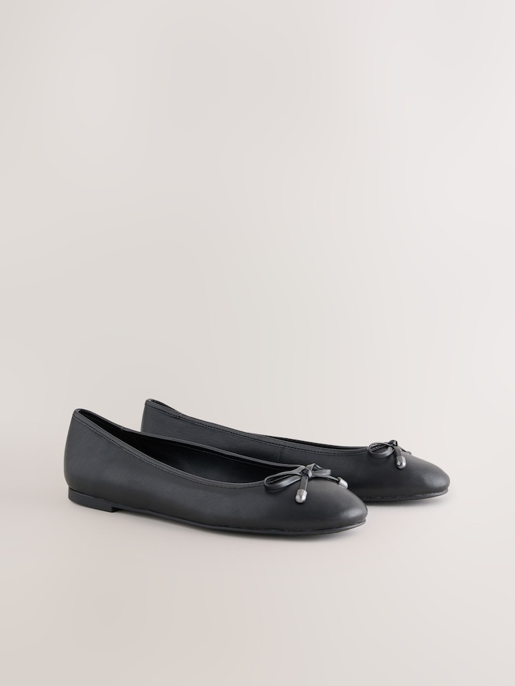 Black Forever Comfort® Leather Lined Round Toe Ballet Flats - Image 2 of 6 Black Forever Comfort® Leather Lined Round Toe Ballet Flats - Image 2 of 6