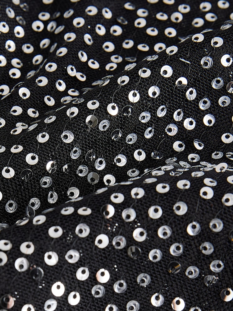 Black Long Sleeved Embellished Mesh Top - Image 7 of 7 Black Long Sleeved Embellished Mesh Top - Image 7 of 7