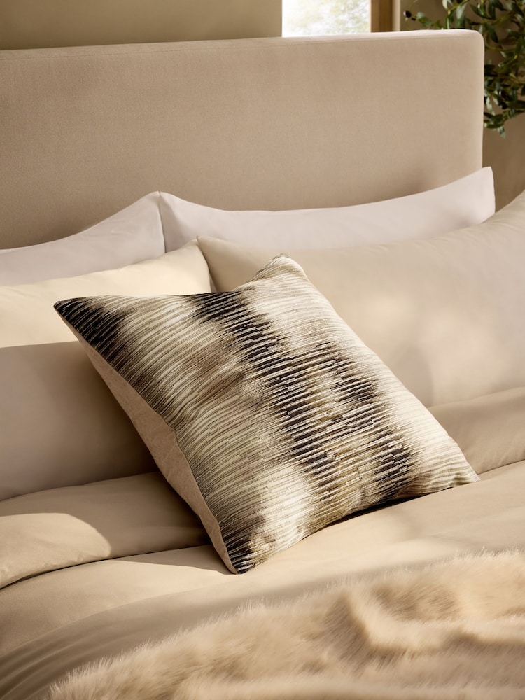 Gold Metallic Abstract 50 x 50cm Jacquard Cushion - Image 1 of 4 Gold Metallic Abstract 50 x 50cm Jacquard Cushion - Image 1 of 4