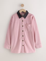 Pink Cord Collared Fleece Shacket - Image 1 of 3