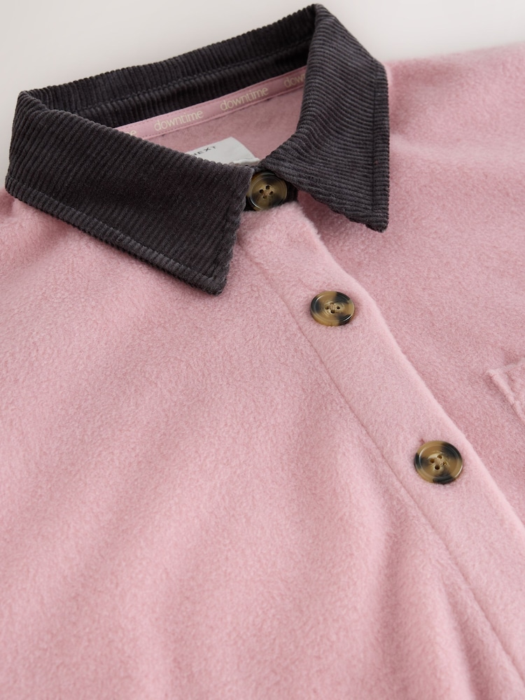 Pink Cord Collared Fleece Shacket - Image 3 of 3 Pink Cord Collared Fleece Shacket - Image 3 of 3
