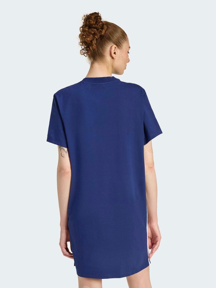 adidas Blue Essentials 3-Stripes Tee Dress - Image 2 of 6