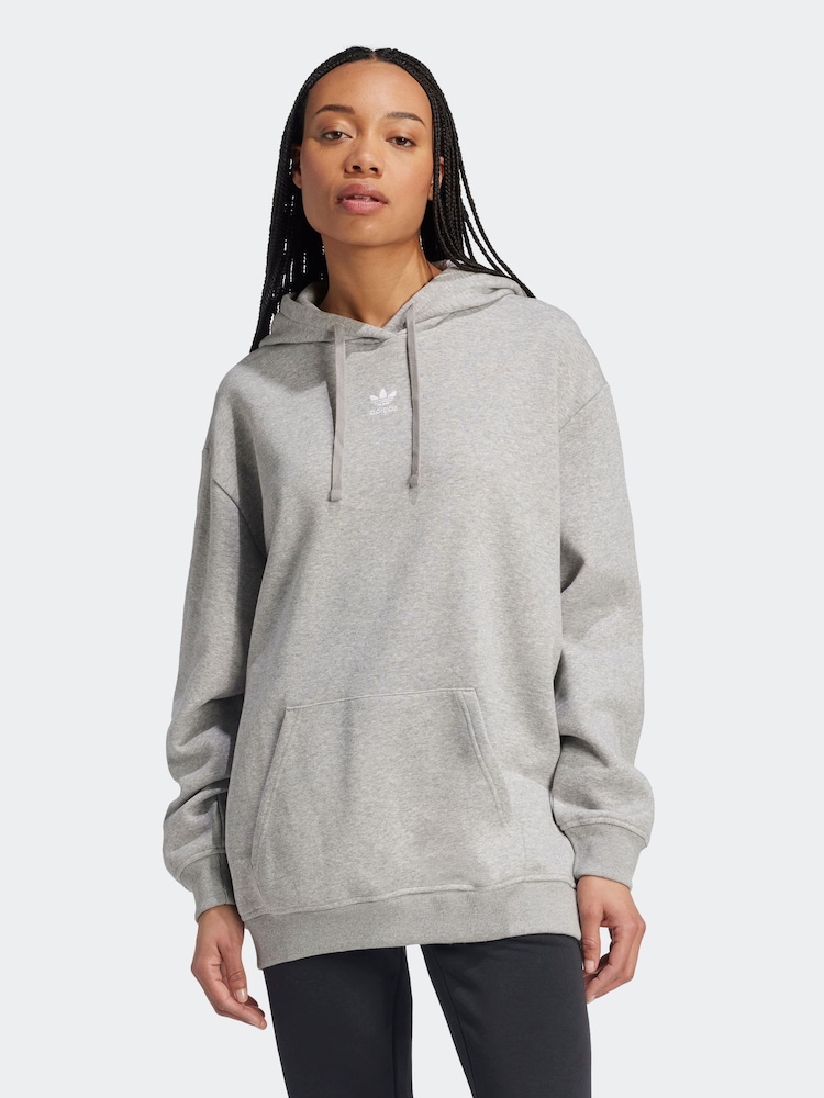 adidas Originals Grey Essentials Oversized Fleece Hoodie - Image 1 of 7