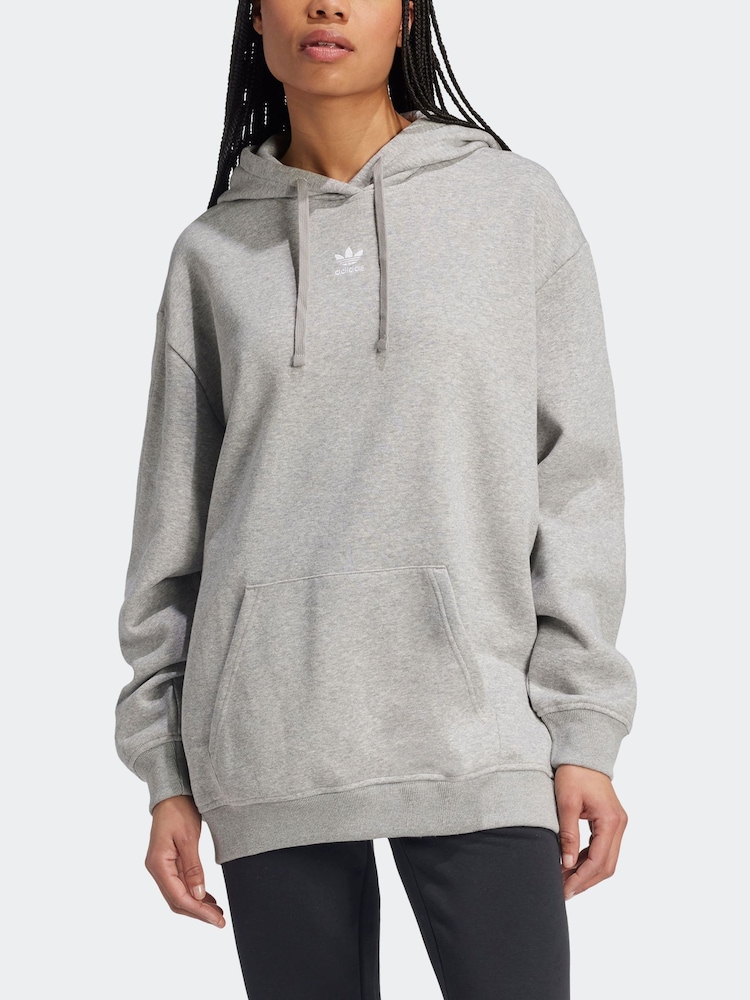 adidas Originals Grey Essentials Oversized Fleece Hoodie - Image 2 of 7