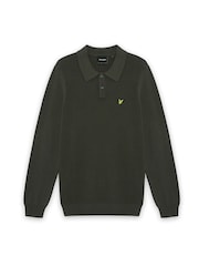Grün - Lyle & Scott Waffle Front Knitted Polo Shirt - Bild 1 von 1