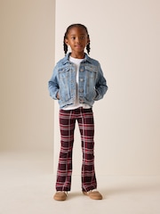 Berry Heart Check 1 Pack Rib Flare Leggings (3-16yrs) - Image 1 of 4