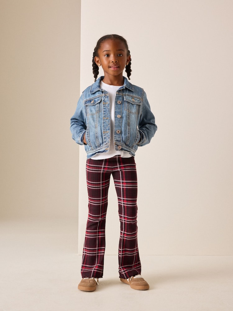 Berry Heart Check 1 Pack Rib Flare Leggings (3-16yrs) - Image 1 of 4