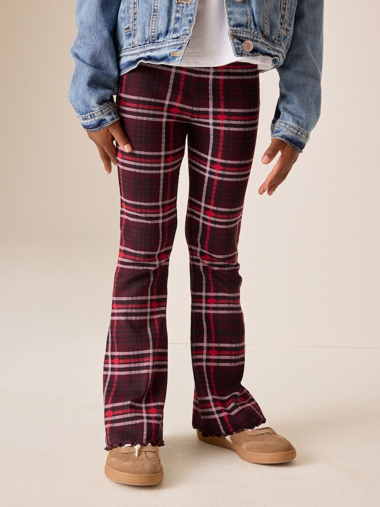 Berry Heart Check 1 Pack Rib Flare Leggings (3-16yrs) - Image 2 of 4