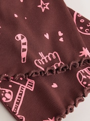 Chocolate Brown Christmas 1 Pack Rib Flare Leggings (3-16yrs) - Image 6 of 7