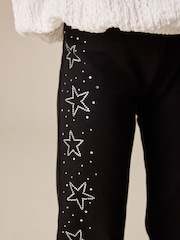 Black/Silver Star Stud Flare Leggings (3-16yrs) - Image 4 of 5