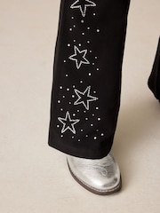 Black/Silver Star Stud Flare Leggings (3-16yrs) - Image 5 of 5