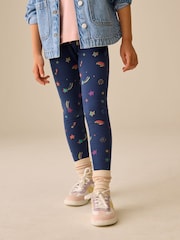 Navy Blue Star 1 Pack Fleece Lined Cosy Leggings (3-16yrs) - Image 1 of 5