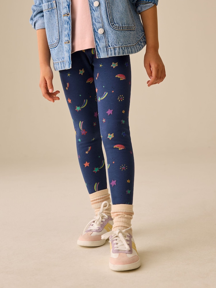 Navy Blue Star 1 Pack Fleece Lined Cosy Leggings (3-16yrs) - Image 1 of 5