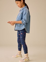 Navy Blue Star 1 Pack Fleece Lined Cosy Leggings (3-16yrs) - Image 4 of 5