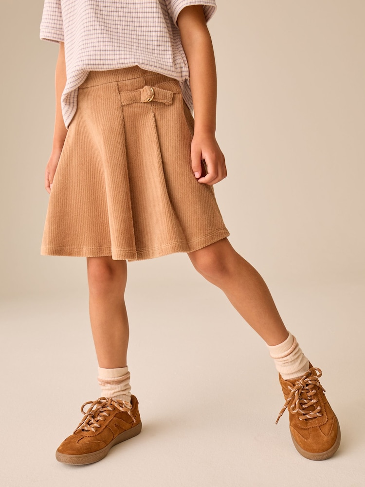 Camel Brown Pleated Jersey Cord Skirt (3-16yrs) - Image 1 of 4