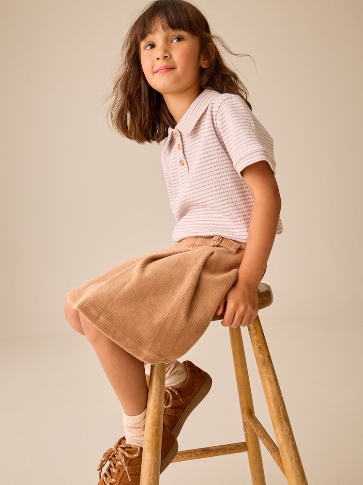 Camel Brown Pleated Jersey Cord Skirt (3-16yrs) - Image 4 of 4