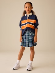Green/Blue Heart Check Pleated Jersey Cord Skirt (3-16yrs) - Image 2 of 5