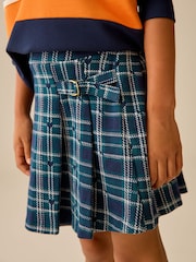 Green/Blue Heart Check Pleated Jersey Cord Skirt (3-16yrs) - Image 5 of 5