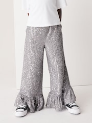 Silver Sequin Frill Hem Trousers (3-16yrs) - Image 1 of 4