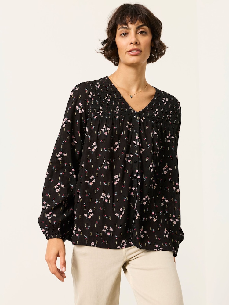FatFace Nessie Black Rose Bud Blouse - Image 1 of 6 FatFace Nessie Black Rose Bud Blouse - Image 1 of 6