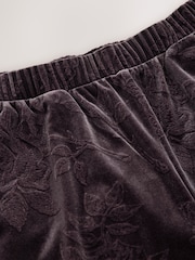 Chocolate Brown Wide Leg Floral Embossed Trousers - Image 6 of 7
