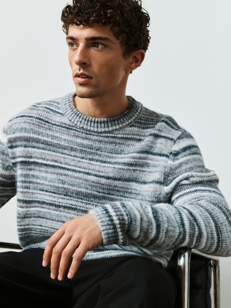 Grey Spacedye Striped Jumper - Image 1 of 5 Grey Spacedye Striped Jumper - Image 1 of 5