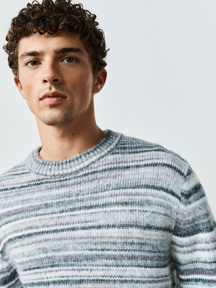 Grey Spacedye Striped Jumper - Image 5 of 5 Grey Spacedye Striped Jumper - Image 5 of 5