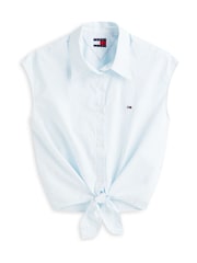 Albastru - Cămașă fără mâneci cu nod în față Tommy Jeans Relaxed Fit - Imaginea 5 din 5