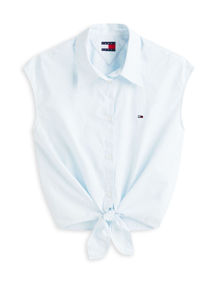 Albastru - Cămașă fără mâneci cu nod în față Tommy Jeans Relaxed Fit - Imaginea 5 din 5