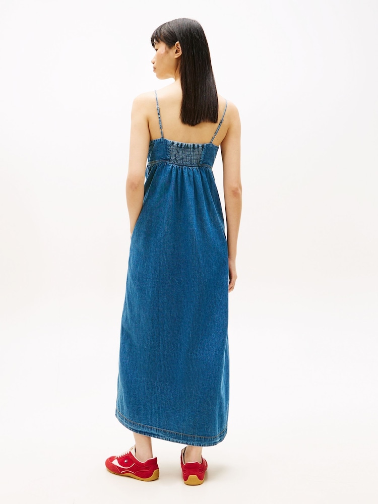 tommy hilfiger denim maxi dress Buy Tommy Jeans Blue Chambray Spaghetti Strap Slim Maxi Dress from Next USA