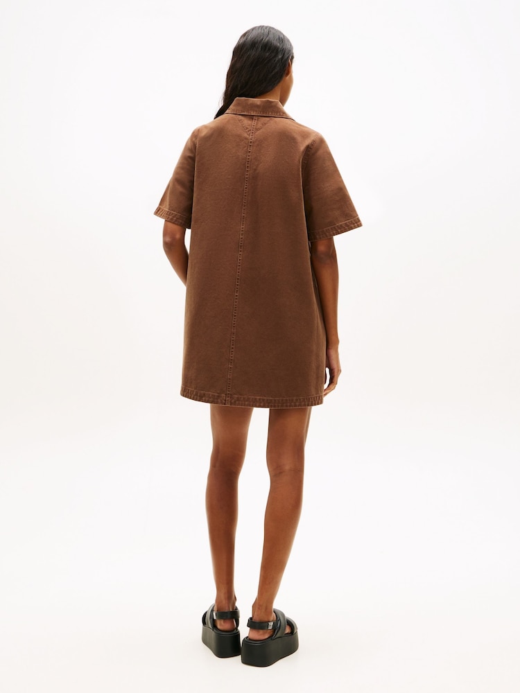 Tommy Jeans Washed Canvas Mini Short Sleeve Shirt Dress - Bild 2 von 5