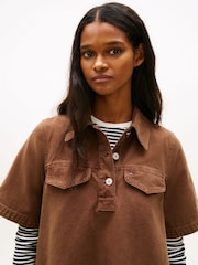 Tommy Jeans Washed Canvas Mini Short Sleeve Shirt Dress - Bild 3 von 5