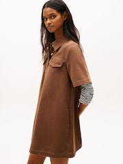 Tommy Jeans Washed Canvas Mini Short Sleeve Shirt Dress - Bild 4 von 5