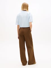 Tommy Jeans Blue Relaxed Fit Linen Blend Tie Front Shirt - Image 3 of 5