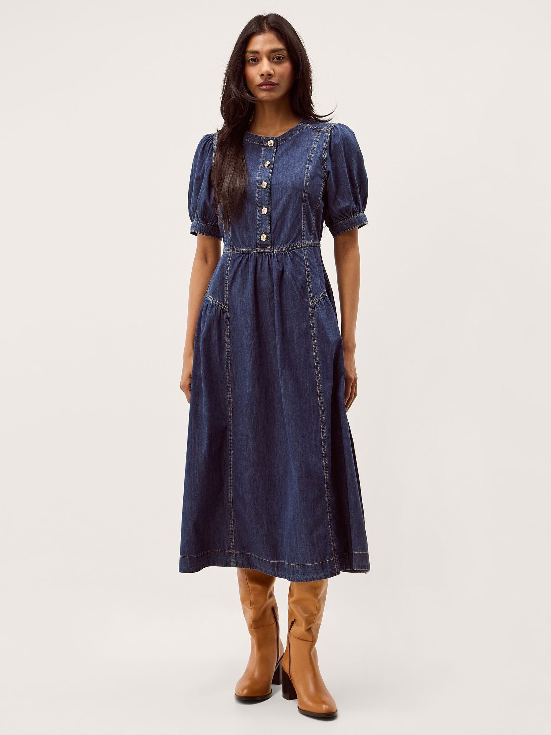 Buy Monsoon Blue Eliza Puff Sleeve Denim Midi Dress from Next USA
