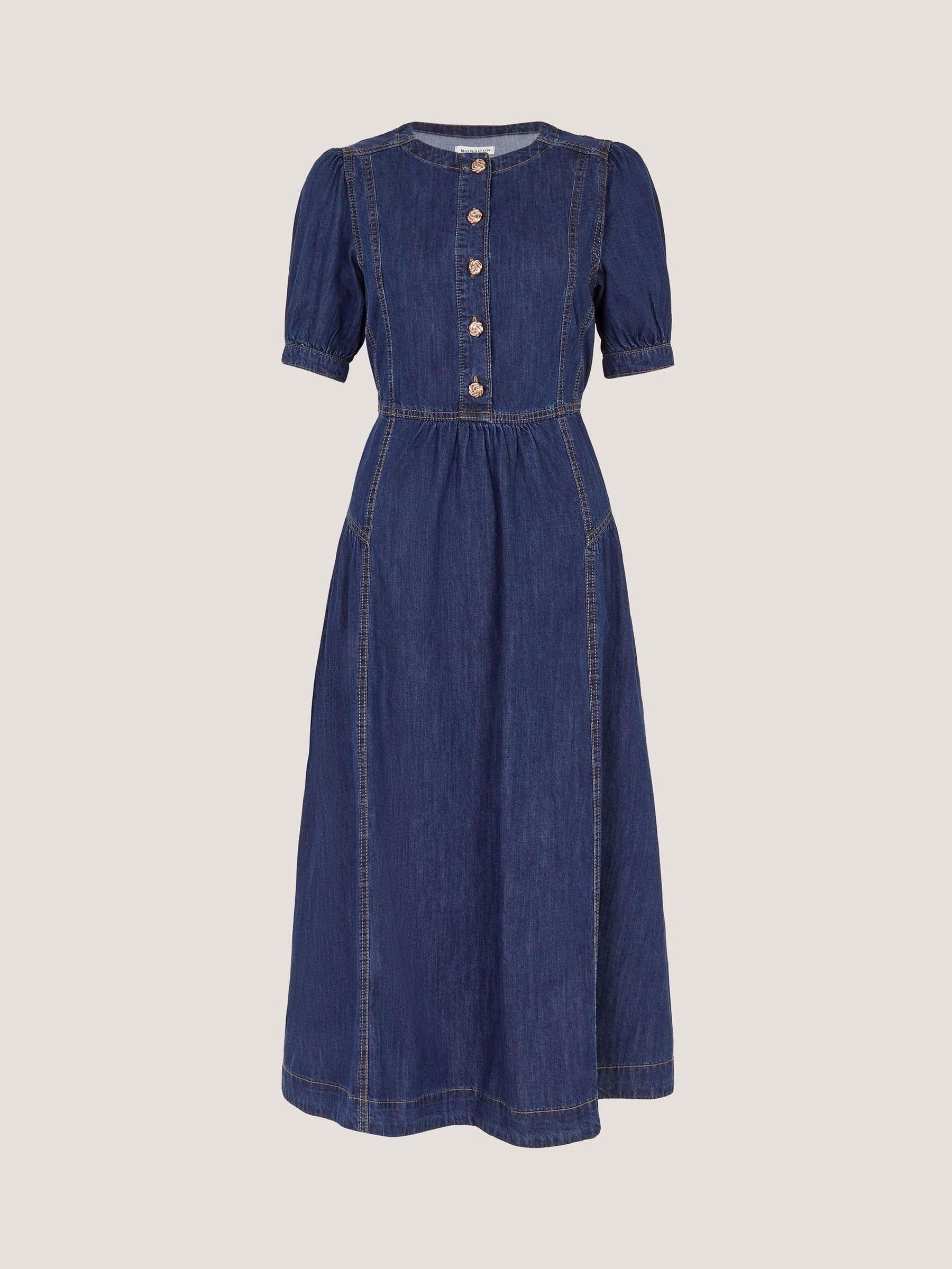 Buy Monsoon Blue Eliza Puff Sleeve Denim Midi Dress from Next USA