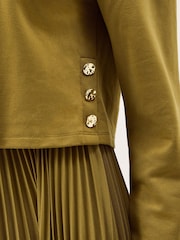 Monsoon Green Penny Pleated Midi Dress - Image 4 of 5