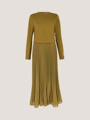 Monsoon Green Penny Pleated Midi Dress - Image 5 of 5