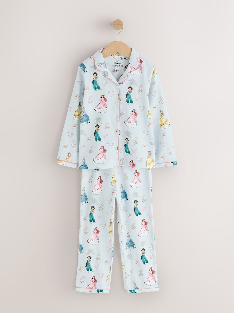 Blue Disney Princess Jersey Button Through Pyjamas (9mths-10yrs) - Image 1 of 4