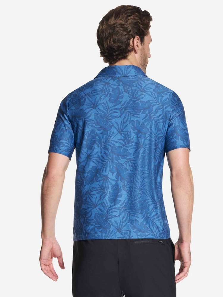 Skechers Blue Go Dri All Day Printed Polo Shirt - Image 2 of 3 Skechers Blue Go Dri All Day Printed Polo Shirt - Image 2 of 3